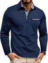 Casual Plaid Splicing Lapel Polo Shirt Fashion Solid Color L