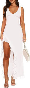 V-neck Hemline Dress Sleeveless Womens Clothing With A Lette