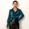 Collared Long-Sleeve Shirts Fashion Commuter Solid Color Blo