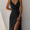 V-neck Slit Sling Dress Summer Fashion Sexy Slim Suspender D