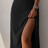 V-neck Slit Sling Dress Summer Fashion Sexy Slim Suspender D