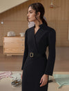 Slim-fitting Casual Suit Dress V-neck Long-sleeved Dresses C