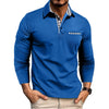 Casual Plaid Splicing Lapel Polo Shirt Fashion Solid Color L