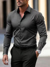 Men's Shirt Business Button Down Shirt Summer Solid Color Lo
