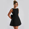 Fashion Big-Bowed Pearls Backless Dress Summer Slim Sleevele