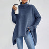 Irregular Turtleneck Sweater Winter Loose Long Sleeve Knitte