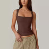 Summer Square-neck Tank Vest Ins Fashion Slim Solid Sleevele