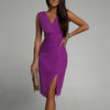 Summer V-neck Sleeveless Split Dress Fashion Slim High Waist