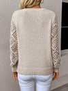 Solid V-neck Pullover Sweater With Hollow Long Sleeve Fashio