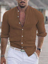 Men's Long Sleeve Shirt With Button Casual Solid Color Tops