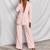 2pcs Casual Suit Lapel Button-down Blazer Jacket And Straigh