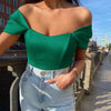 Fishtail-waistline Womens Satin Off-shoulder Top | Buy Onlin