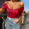 Fishtail-waistline Womens Satin Off-shoulder Top | Buy Onlin