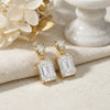 925 Sterling Silver Elegant Emerald-Cut Crystal Drop Earring