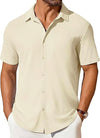 Mens Short-sleeve Button-up Wrinkle- And Crease-resistant Sh
