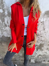 Casual Hooded Single-Breasted Cardigan Fashion Loose Solid C