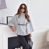 New Stand Collar Batwing Sleeves Cloak Top With Belt Ins Fas