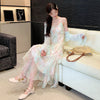 Sweet-style Floral Slip Dress And Lace Cardigan Two-piece Se