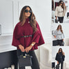 New Stand Collar Batwing Sleeves Cloak Top With Belt Ins Fas