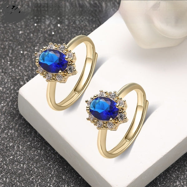 Blue Fully Paved Zircon Adjustable Ring For Women | Buy Onli