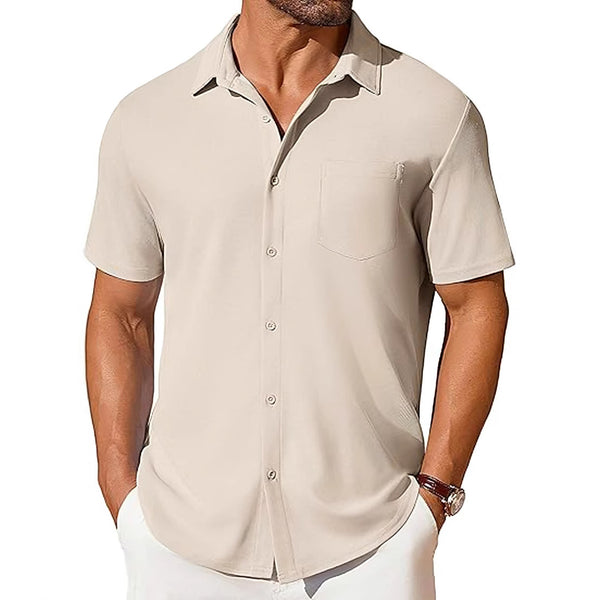 Mens Short-sleeve Button-up Wrinkle- And Crease-resistant Sh