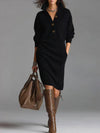 Long-sleeved Sweater Dress Fashion Warm Stand-up Collar V-ne