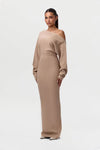 Ins Slim Long Sleeve Knitted Dress Evening Party Sexy Off-sh