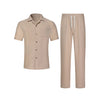 Mens Solid-Colored Lapel Casual Shirt And Pants Set | Buy On