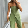 Graceful Tube Top Suit Fashion Button Sleeveless Top And Str
