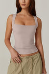 Summer Square-neck Tank Vest Ins Fashion Slim Solid Sleevele