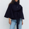 Winter High Neck Batwing Sleeve Coat With Belt Fashion Loose