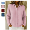 Casual Fashion Button Knitted Lapel Sweater For Women Long S