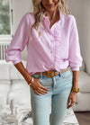 Striped Long Sleeve Shirt Fashion Ruffle Design Button Up To