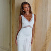 Lace-trimmed V-neck Slim-fit Elegant Chic Long Dress With Ri
