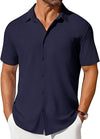 Mens Short-sleeve Button-up Wrinkle- And Crease-resistant Sh