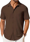 Mens Short-sleeve Button-up Wrinkle- And Crease-resistant Sh