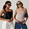 Summer Square-neck Tank Vest Ins Fashion Slim Solid Sleevele