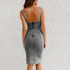 New U-neck Suspender Denim Dress Summer Casual Tight Slim Fi