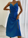 V-neck Slit Sling Dress Summer Fashion Sexy Slim Suspender D