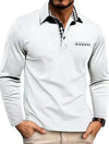Casual Plaid Splicing Lapel Polo Shirt Fashion Solid Color L