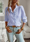 Striped Long Sleeve Shirt Fashion Ruffle Design Button Up To