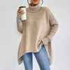 Irregular Turtleneck Sweater Winter Loose Long Sleeve Knitte