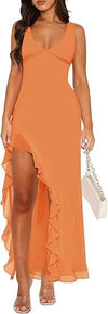 V-neck Hemline Dress Sleeveless Womens Clothing With A Lette