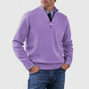 Men's Stand Collar Zipper Sweater Winter Fashion Solid Color