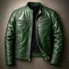 Mens PU Leather Motorcycle Jacket With A Stand-Up Collar | B