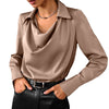 Collared Long-Sleeve Shirts Fashion Commuter Solid Color Blo