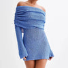 Women's Spring Summer Knitted Dress Elegant Party Boat Neck