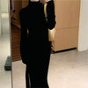 Womens Slim-Fit High-Neck Knitted Dress With Side Slit | Buy