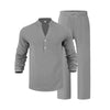 Mens Loose-Fit Long-sleeved Suit Casual Breathable V-Neck He