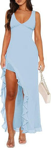 V-neck Hemline Dress Sleeveless Womens Clothing With A Lette